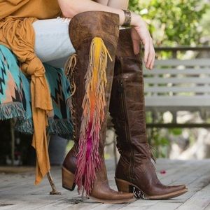 Lane fringe over the knee cowboy boots